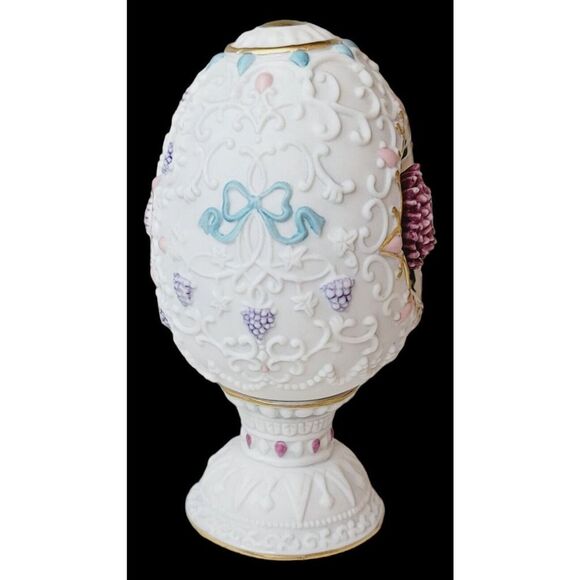 Vintage Lenox The Chrysanthemum Blossom Egg On Pedestal 1993 Original Box Easter - Picture 7 of 14